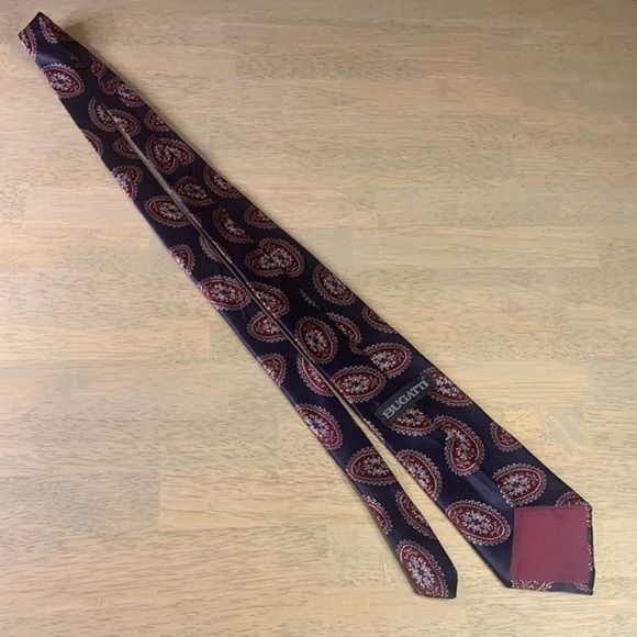 BUGATTI‎ Men's 100% Silk Necktie Designer blue/maroon Classic - Picture 4 of 5